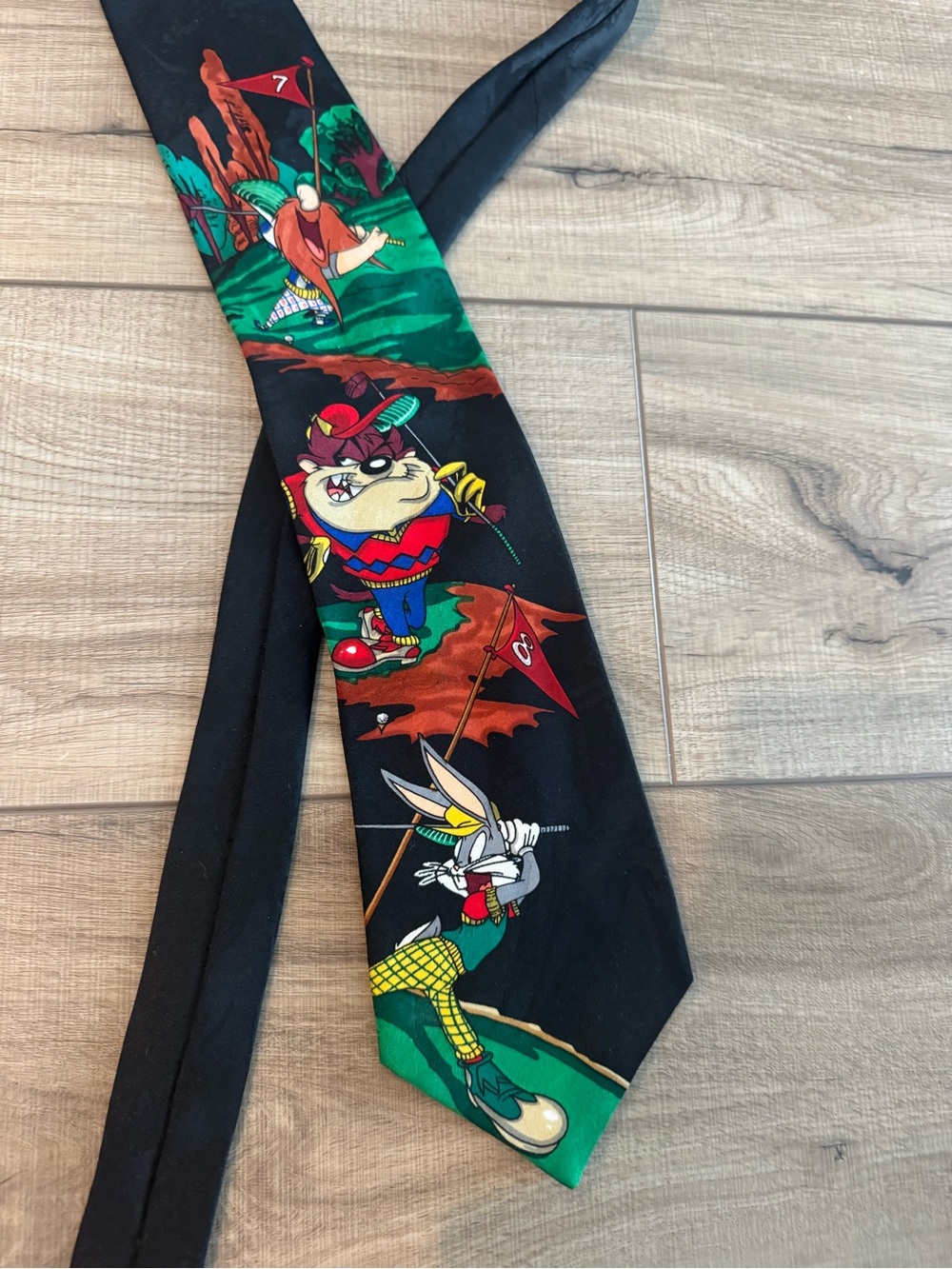 Warner Bros. Black Tie with Colorful Looney Tunes Golf Motif